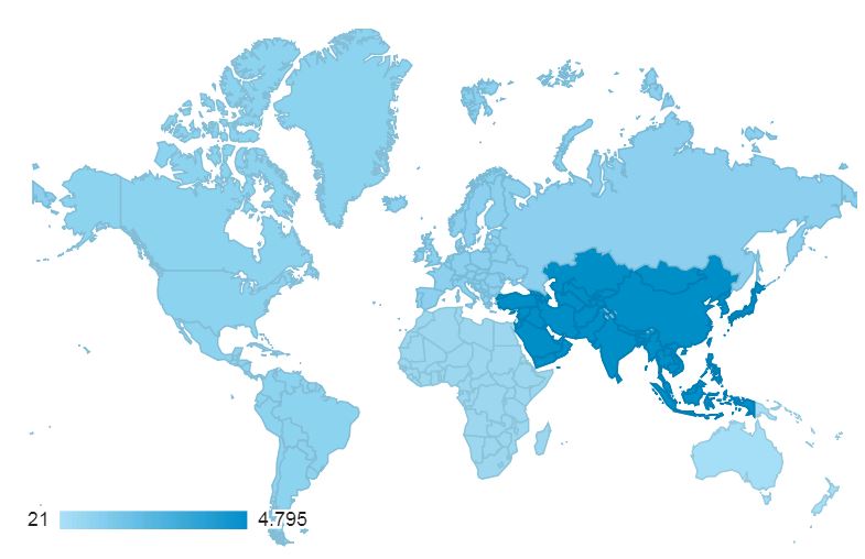 Regional distribution of Geo-matching users looking for mobile mappers